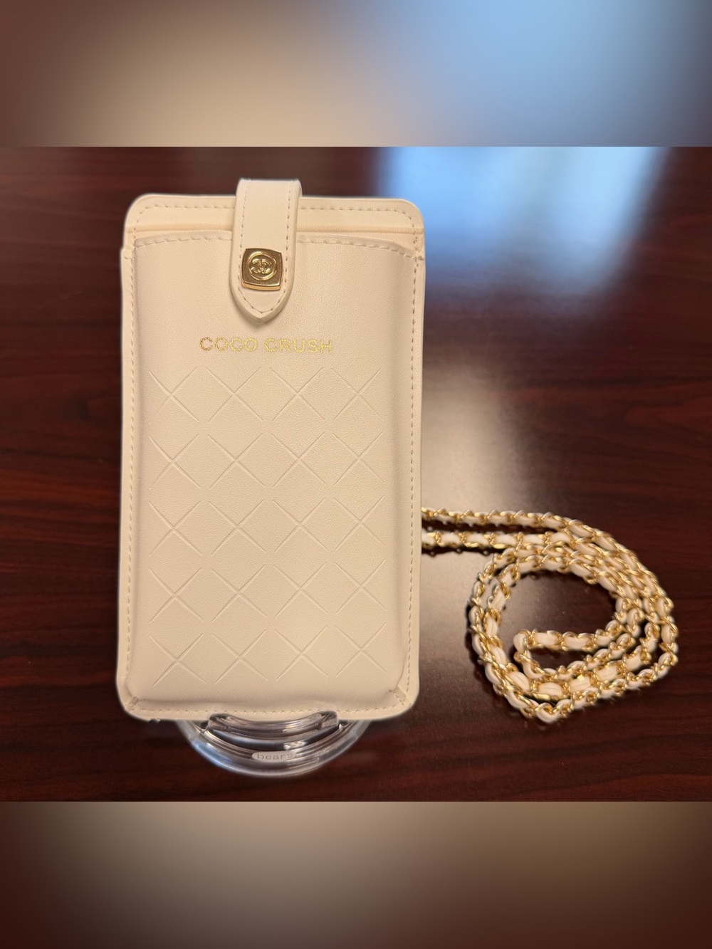 CHANEL White Coco Crush Quilted Crossbody Phone Bag with Gold Chain - Picture 3 of 12